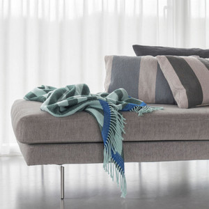 Mette Ditmer Retro Throw in Mint Over End of Grey Sofa Mette Ditmer Retro Throw in Mint Over End of Grey Sofa