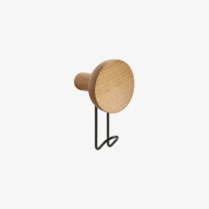 WOUD Around Wall Hanger (Large) - Black Hook with Oak Body
