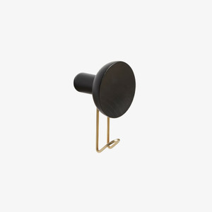 WOUD Around Wall Hanger (Large) - Brass Hook with Black Lacquered Oak Body
