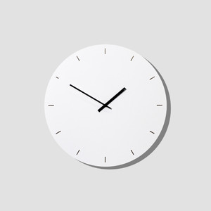 Minimal Clock in White with Black Hands and Line Markers Minimal Clock in White with Black Hands and Line Markers