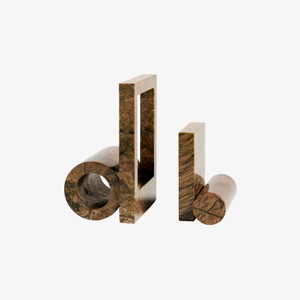 WOUD Booknd Set of 2 in Brown Marble WOUD Booknd Set of 2 in Brown Marble