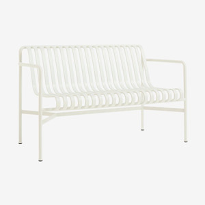 HAY Palissade Dining Bench with Arms in Cream White HAY Palissade Dining Bench with Arms in Cream White