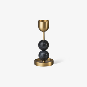 BLACK BLAZE Beaded Fountain Brass Candle Holder (Large) in Charcoal BLACK BLAZE Beaded Fountain Brass Candle Holder (Large) in Charcoal