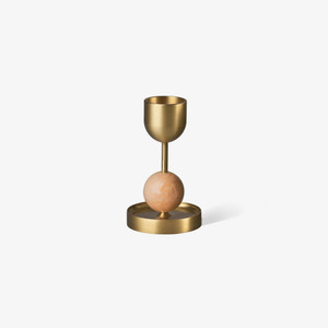 BLACK BLAZE Beaded Fountain Brass Candle Holder (Medium) - Coral BLACK BLAZE Beaded Fountain Brass Candle Holder (Medium) - Coral