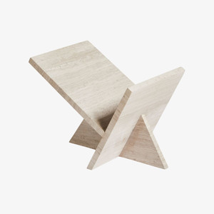 WOUD Mountain Magazine Holder in Solid Travertine WOUD Mountain Magazine Holder in Solid Travertine