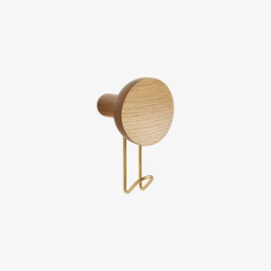 WOUD Around Wall Hanger (Large) - Brass Hook with Oak Body
