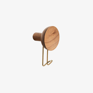 WOUD Around Wall Hanger (Large) - Brass Hook with Walnut Body WOUD Around Wall Hanger (Large) - Brass Hook with Walnut Body