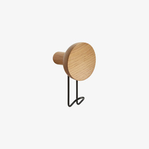 WOUD Around Wall Hanger (Large) - Black Hook with Oak Body WOUD Around Wall Hanger (Large) - Black Hook with Oak Body