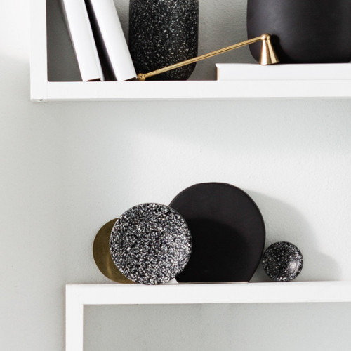 Zakkia Black Dimple Tray in Medium Displayed on Shelf