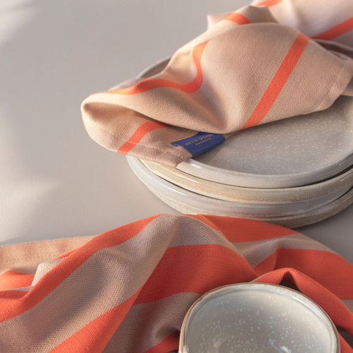 Mette Ditmer Stripes Dish Cloth 2 Pack in Latte and Orange Mette Ditmer Stripes Dish Cloth 2 Pack in Latte and Orange