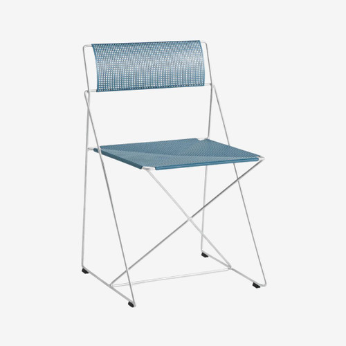 HAY X-Line Outdoor Chair - Hot Galvanised with Powder Blue Seat