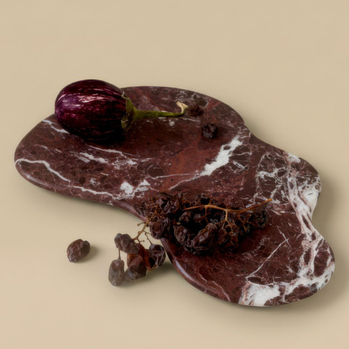 Black Blaze Oasis Marble Serving Platter in Rosso Levanto Marble