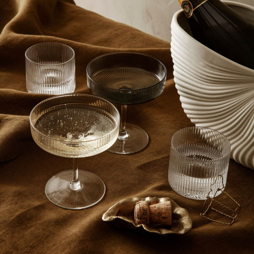 Ferm Living Ripple Champagne Saucers - Set of 2 in Clear