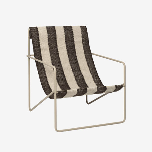 Ferm Living Desert Lounge Chair - Cashmere with Chocolate Stripe Cover