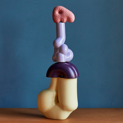 HAY W&S Soft Candleholder in Lavender stacked with other pieces from W&S