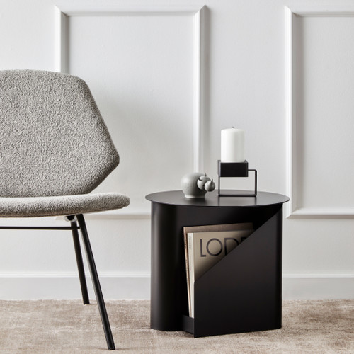 WOUD Sentrum Side Table in Black with Lean Chair