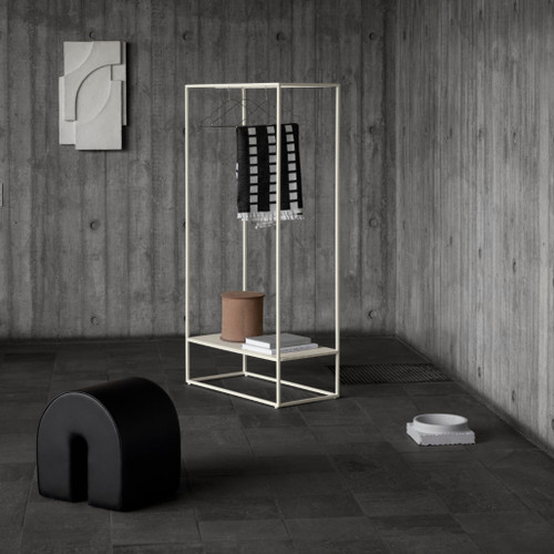 Kristina Dam Studio Grid Coat Stand in Beige with Coat Hangers and Decorative Objects