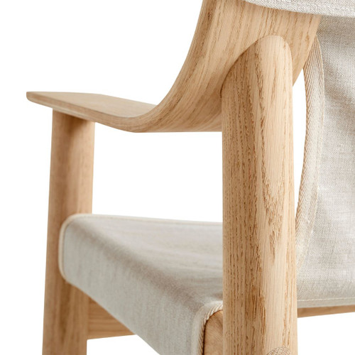 HAY Bernard Lounge Chair - Canvas Covered in Lacquered Oak with Raw Canvas Back Frame Detail