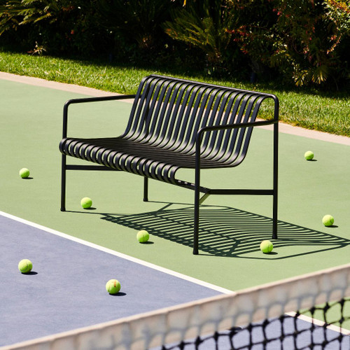 HAY Palissade Dining Bench with Arms in Anthracite