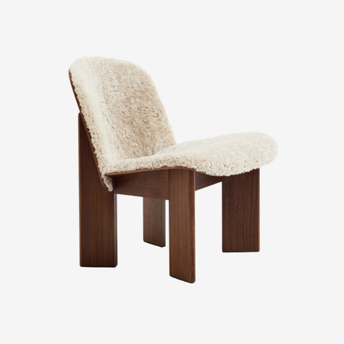 HAY Chisel Lounge Chair in Walnut Upholstered in 21 Mohawi Sheepskin