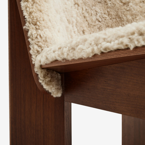 HAY Chisel Lounge Chair in Walnut Upholstered in 21 Mohawi Sheepskin Detail