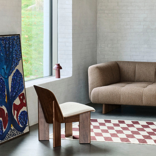 HAY Chisel Lounge Chair in Walnut Upholstered in Volume 01 Styled in Living Room