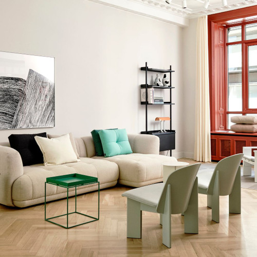 HAY Chisel Lounge Chair in Eucalyptus Beech Upholstered in Sense Leather Eucalyptus in Living Room