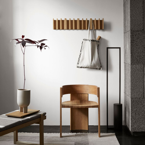 Kristina Dam Studio Column Coat Rack in Neutral Oiled Oak with Collector Chair