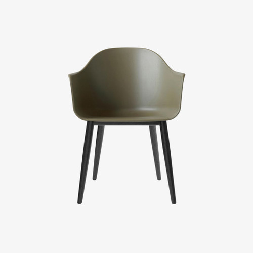 Audo Copenhagen Harbour Dining Chair with Black Oak Base and Olive Shell