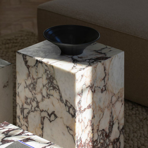 Audo Copenhagen Plinth Tall in Rose Calacatta Viola Marble Detail