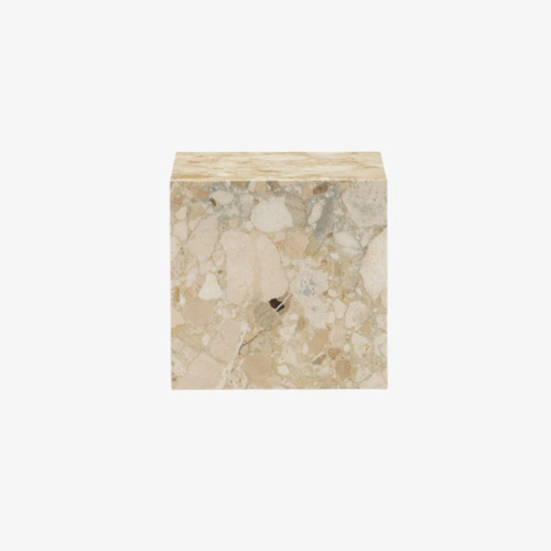Audo Copenhagen Plinth Cubic in Sand Kunis Breccia Stone Front On Audo Copenhagen Plinth Cubic in Sand Kunis Breccia Stone Front On