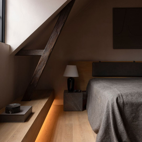 Audo Copenhagen Plinth Cubic in Grey Kendzo Marble as Bedside Table Audo Copenhagen Plinth Cubic in Grey Kendzo Marble as Bedside Table