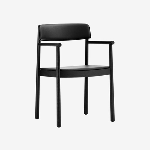 Normann Copenhagen Timb Armchair in Black Upholstered in Black Ultra Leather