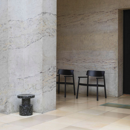 Normann Copenhagen Bit Stool in Black with Timb Armchair Normann Copenhagen Bit Stool in Black with Timb Armchair