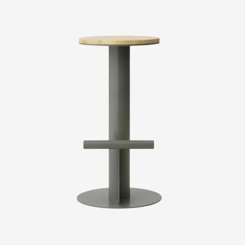 Normann Copenhagen Pole Barstool 75cm in Pine and Grey Front On