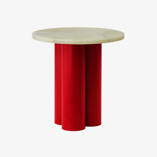 Normann Copenhagen Dit Table in Bright Red with Emerald Onyx Tabletop