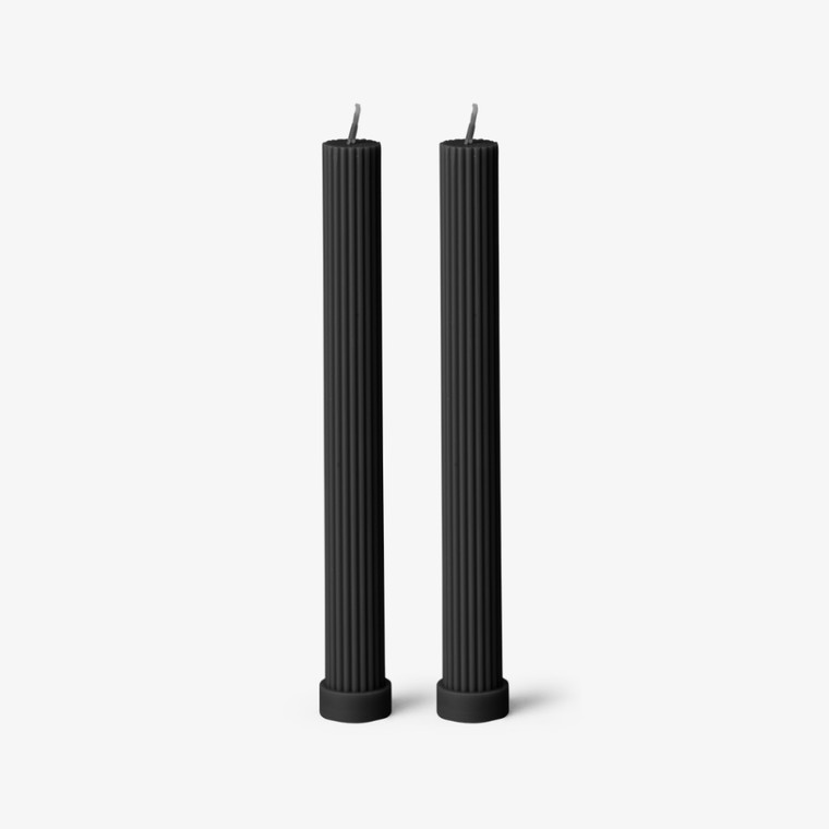 Black Blaze Column Pillar Candle Duo - Black