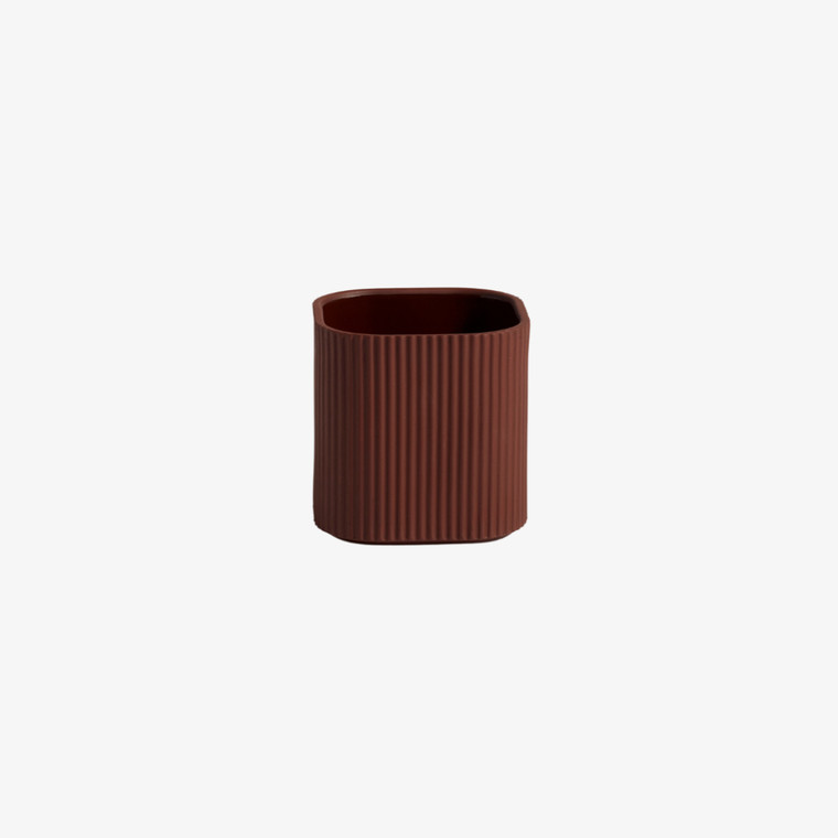 HAY Facade Herb Pot Size Small in Dark Terracotta