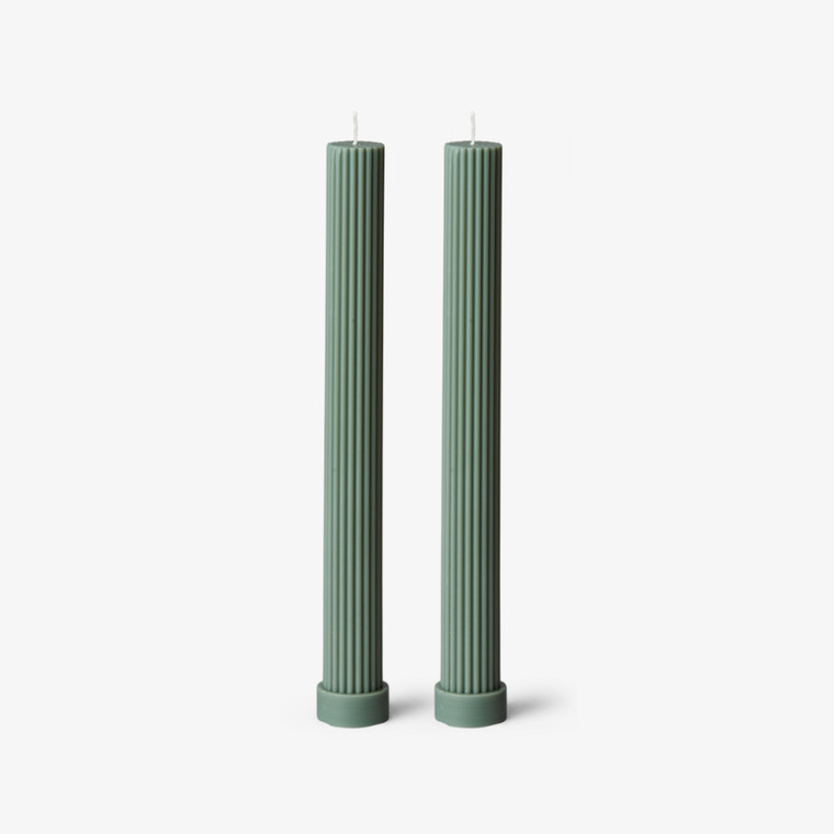 BLACK BLAZE Column Pillar Candle Duo in Eucalyptus