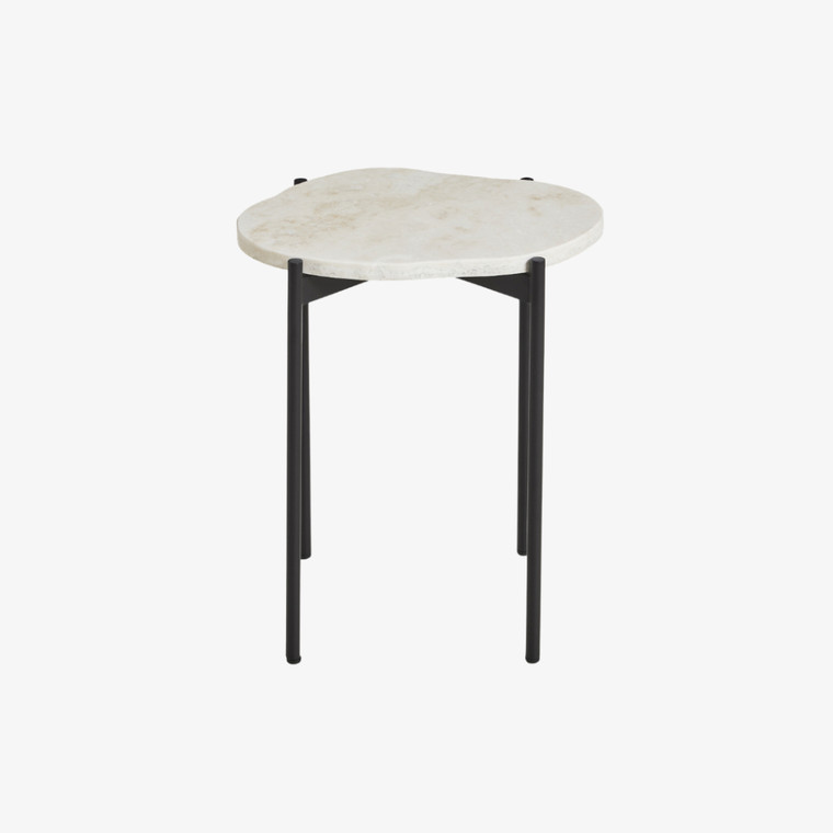 WOUD La Terra Occasional Table in Ivory Travertine in Size Small