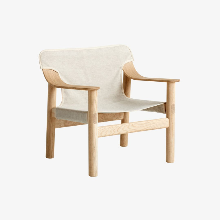 HAY Bernard Lounge Chair - Canvas Covered in Lacquered Oak with Raw Canvas