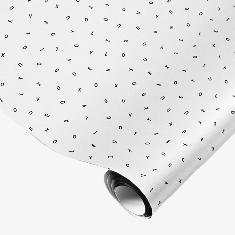 Made Paper Co Love You Gift Wrap Roll in White and Black