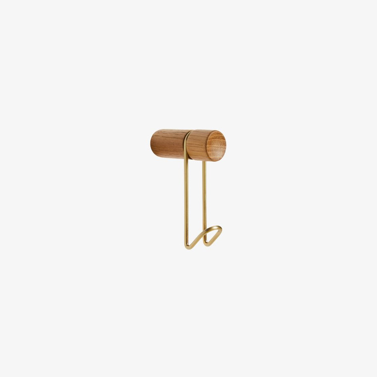 The Around Wall Hanger from WOUD in Brass with Oak Body