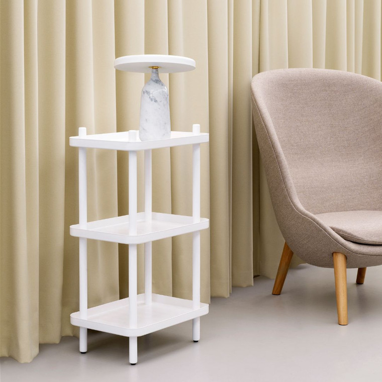 Normann Copenhagen Block Shelf in White with Lamp