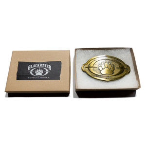 Cast Blackwater belt buckle in antique brass finish Cast Blackwater belt buckle in antique brass finish
