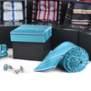 12pc Assorted Pack Boxed Striped Poly Woven Tie, Hanky & Cufflink Set PWFB5000