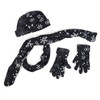 6pc Women's Fleece Snow flakes Black Hat,Scarf,Gloves Winter Set