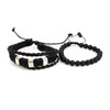 Genuine Leather & Natural Stone Two Pieces Bracelet Set for Men - 2BRCLT22