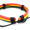 Genuine Leather & Natural Stone "Rasta Flag Color" Two Pieces Bracelet Set for Men - 2BRCLT14