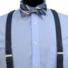 3pc Men's Charcoal Clip-on Suspenders, Striped Bow Tie & Hanky Sets - FYBTHSU-CHAR#2
